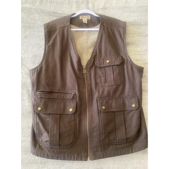 Duluth Trading Co mens lined vest 2XL brown zip front cotton - Picture 1 of 6